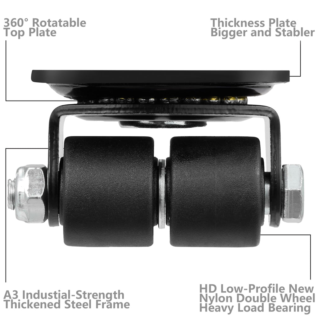 1 Inch Set of 4 Heavy Duty Swivel Caster Wheels Black W978942