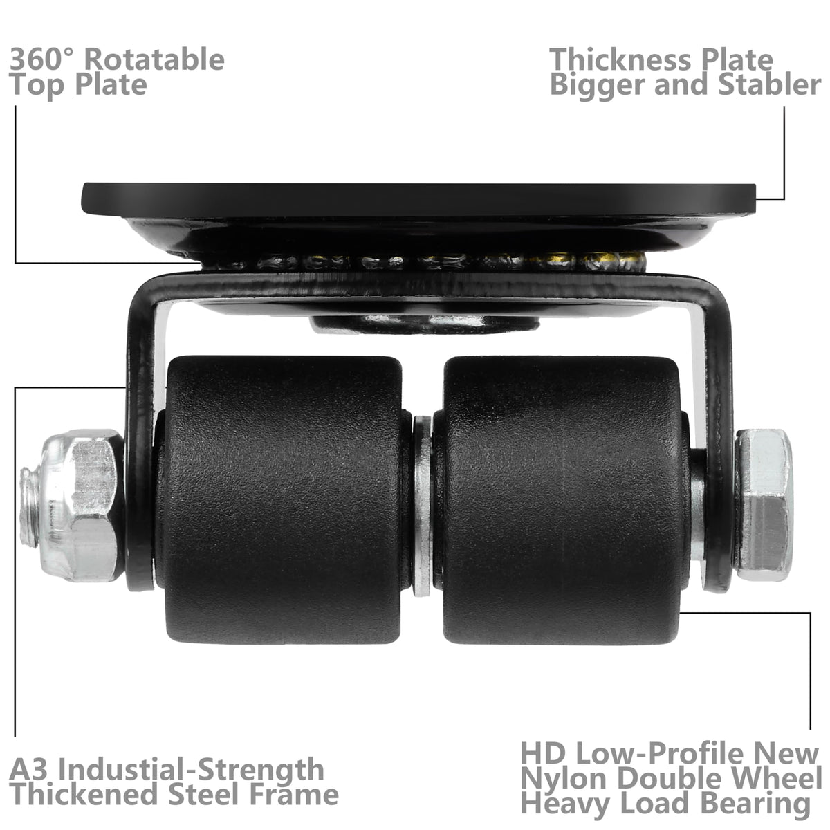 1 Inch Set of 4 Heavy Duty Swivel Caster Wheels Black W978942
