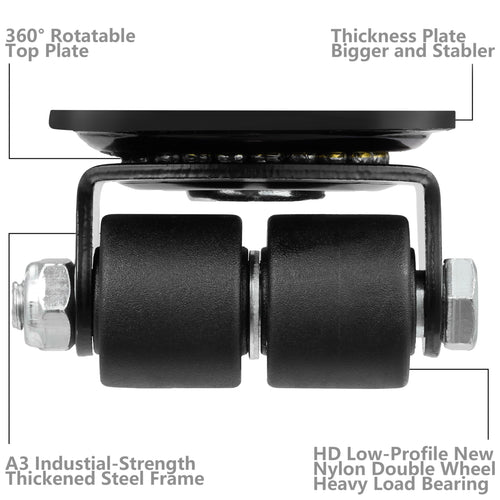 1 Inch Set of 4 Heavy Duty Swivel Caster Wheels Black W978942