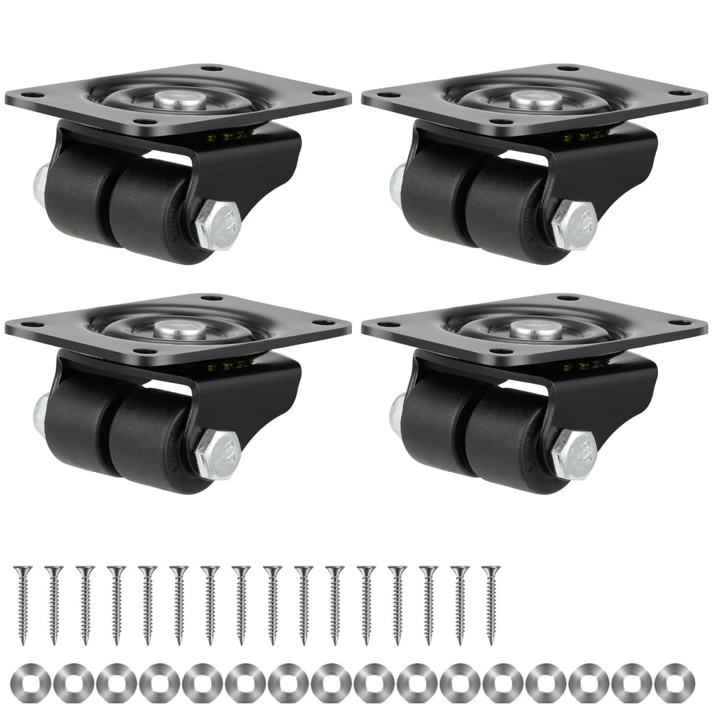 1 Inch Set of 4 Heavy Duty Swivel Caster Wheels Black W978942