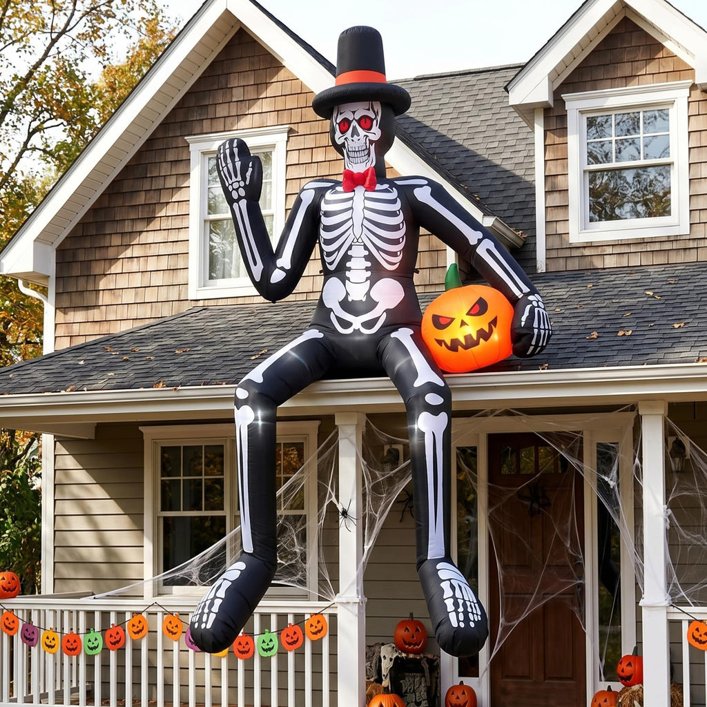 14FT Inflatable Sitting Skeleton Decorations V2539