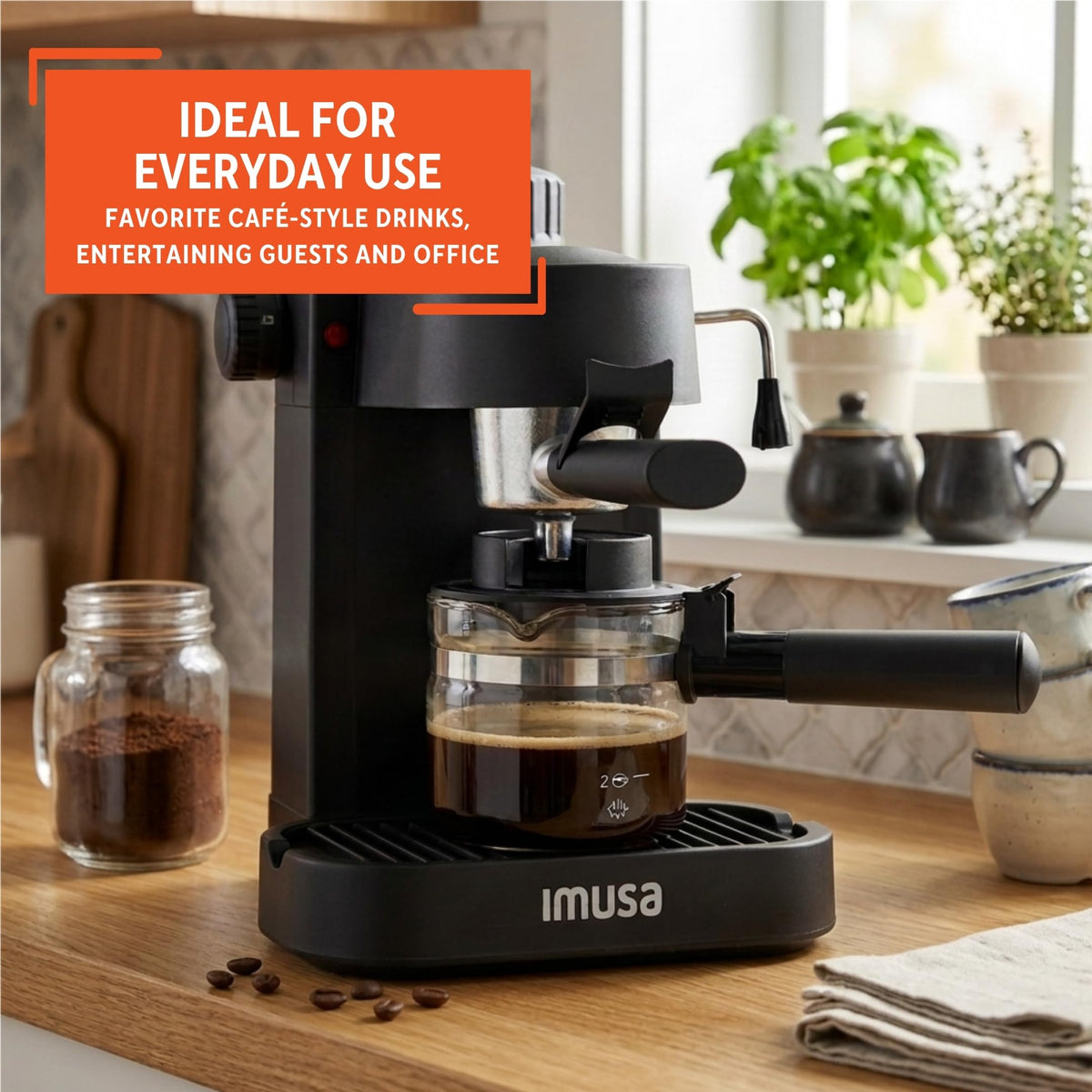 4 Cup Electric Espresso Cappuccino Coffee Maker, Black E67501