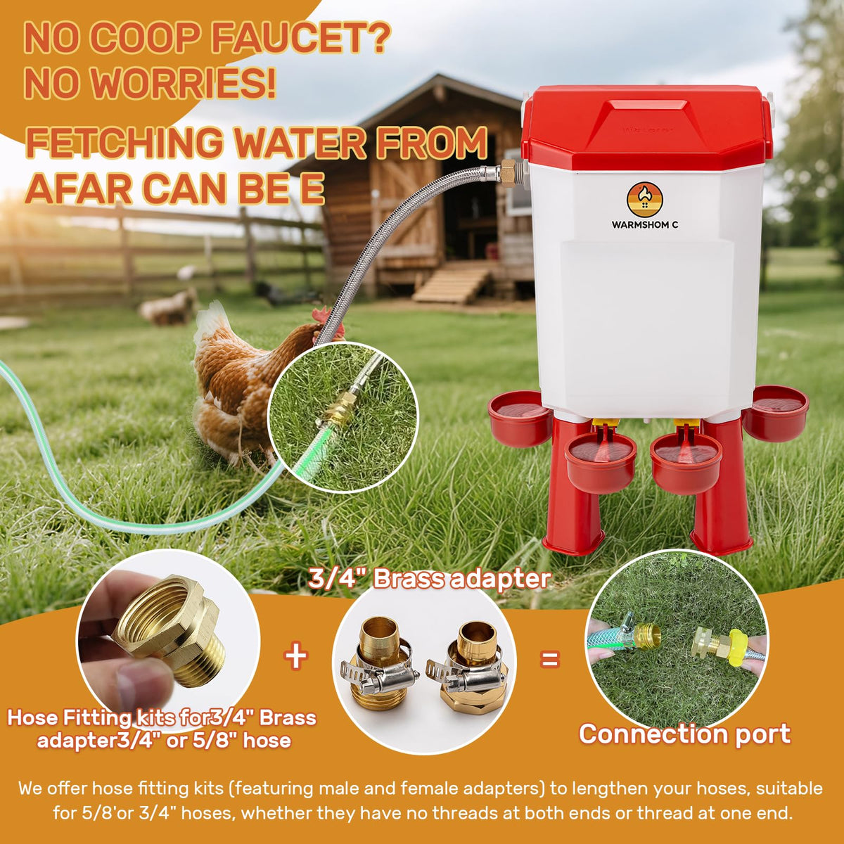 Automatic Chicken Waterer with Stainless Steel Hose H589603