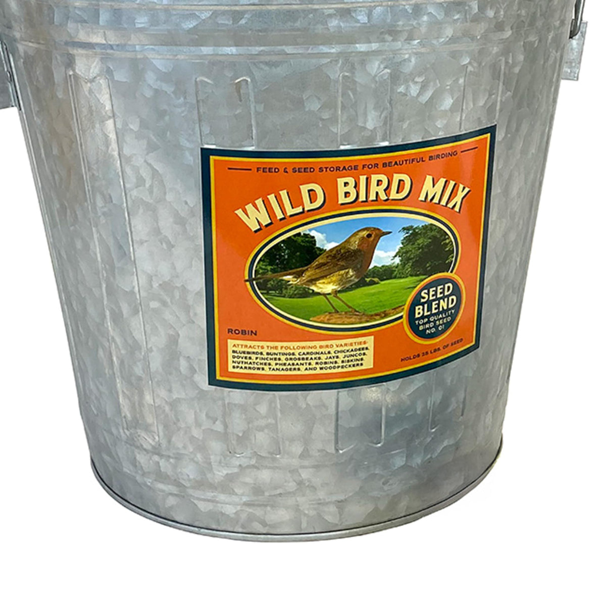 Galvanized Steel Bird Seed Storage Bucket Bin with Scoop W926