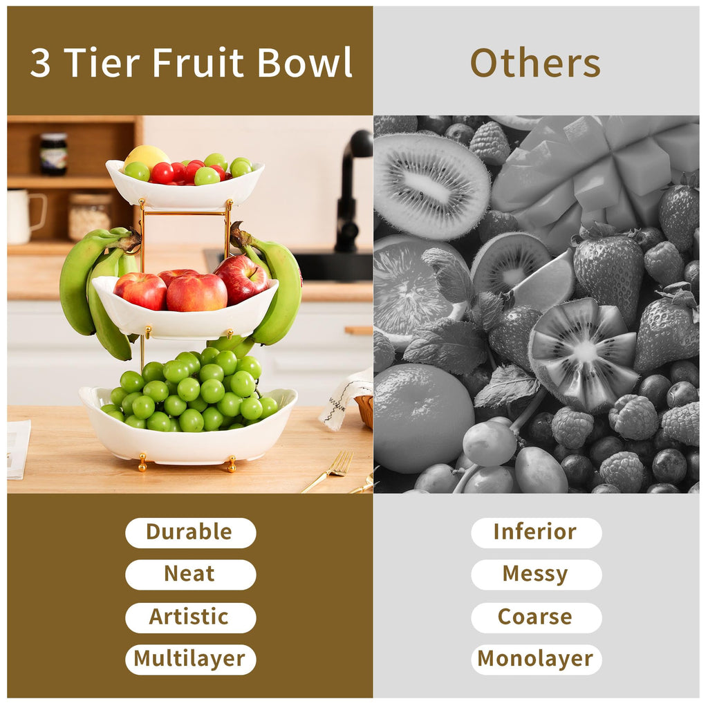 3-Tier Ceramic Serving Bowl Set with Stand I1659