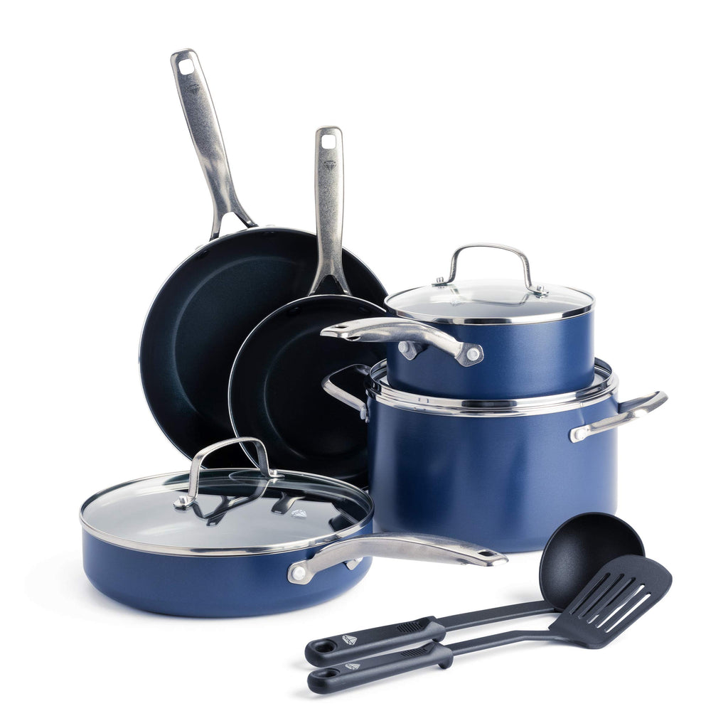 Blue 10 Piece Ceramic Nonstick Cookware Set C2949
