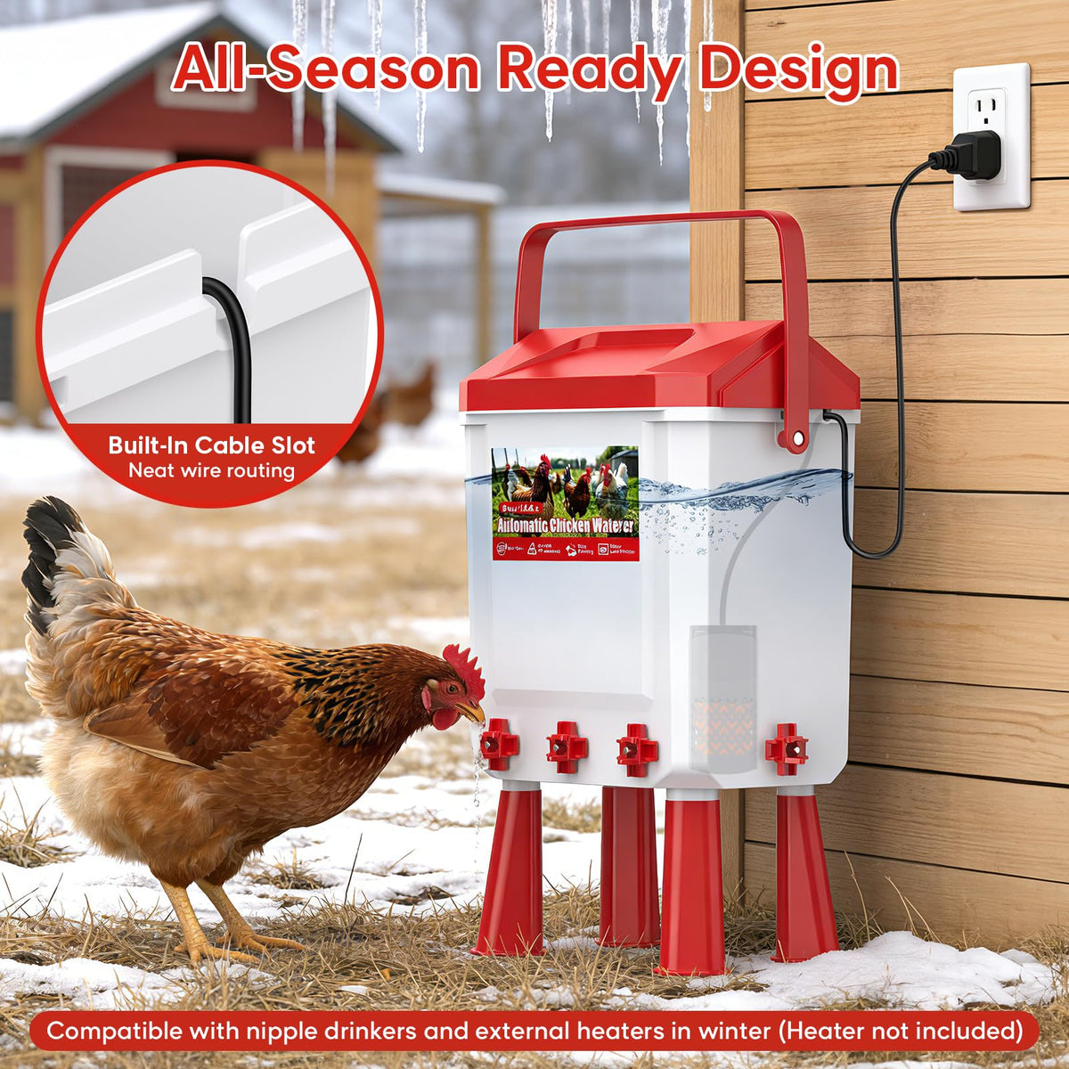 Automatic Chicken Waterer 3 Gallons with Float Valve Y658