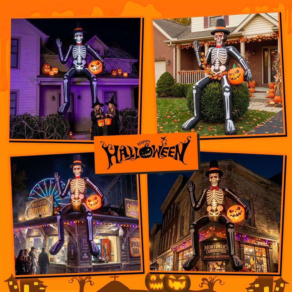 14FT Inflatable Sitting Skeleton Decorations V2539