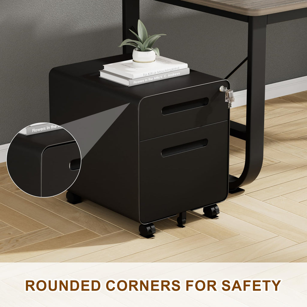 2 Drawer Mobile File Cabinet with Lock C4232