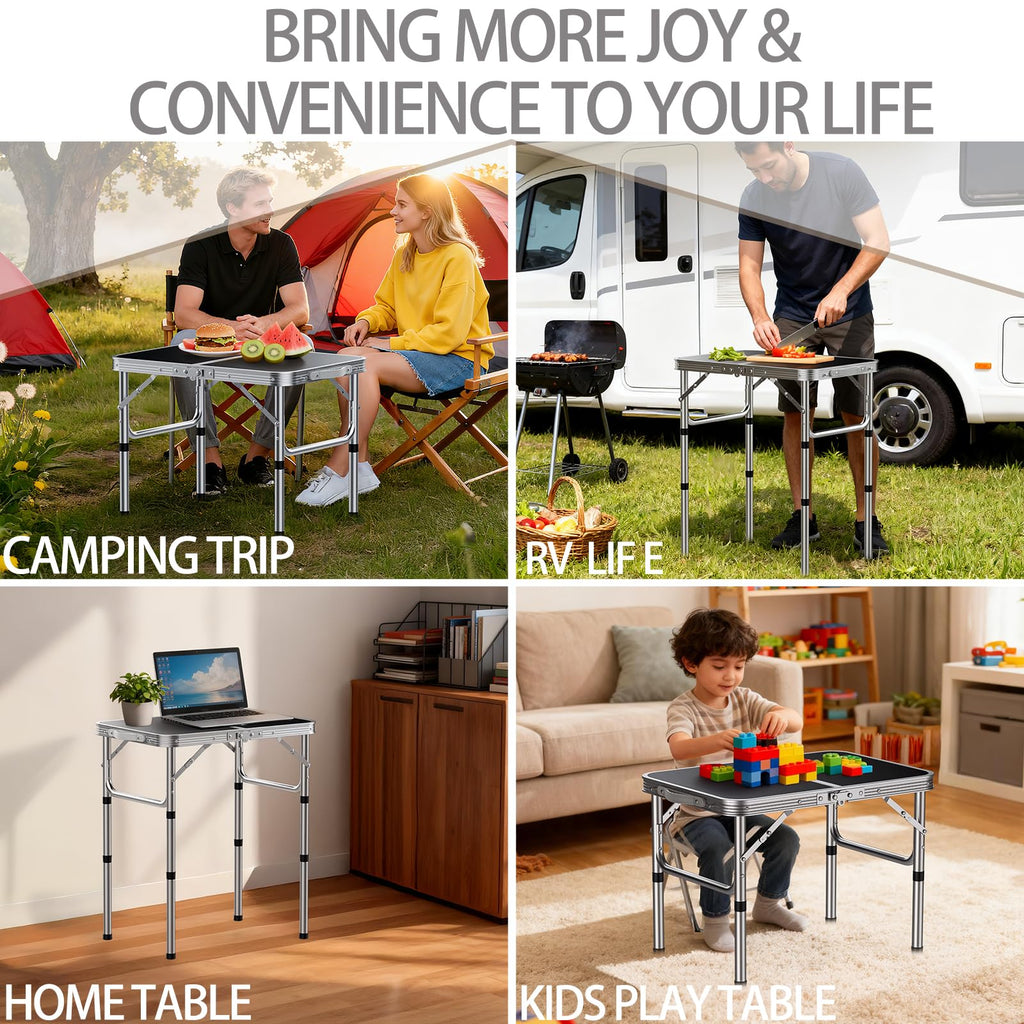 Portable Folding Table 3 Heights Adjustable 23'' L x 16'' W T108
