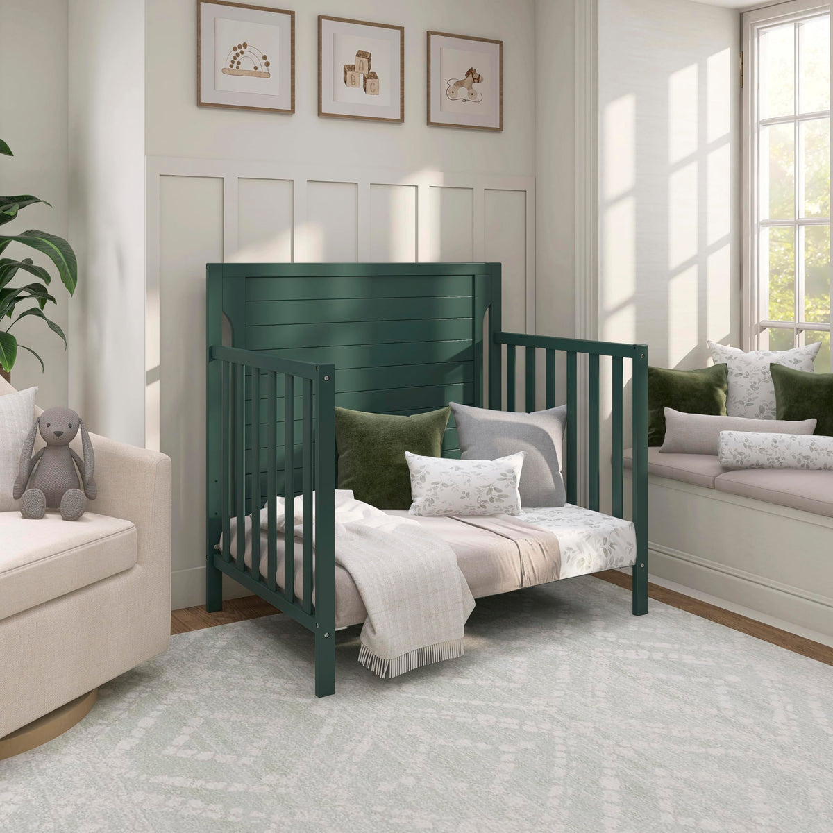 4-in-1 Convertible Mini Baby Crib with Mattress Pad C235