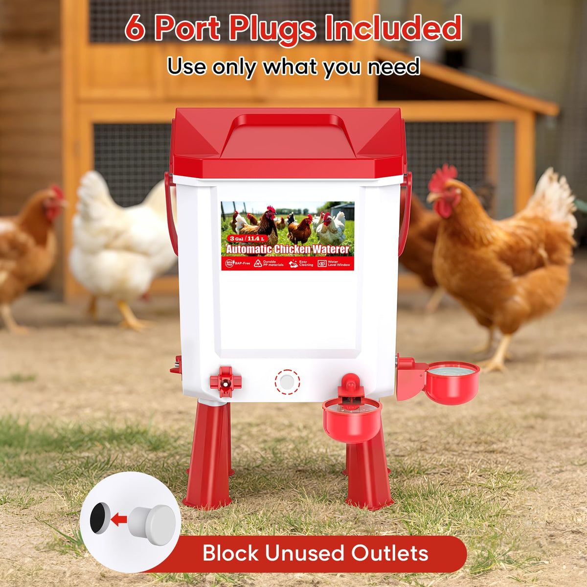Automatic Chicken Waterer 3 Gallons with Float Valve Y658