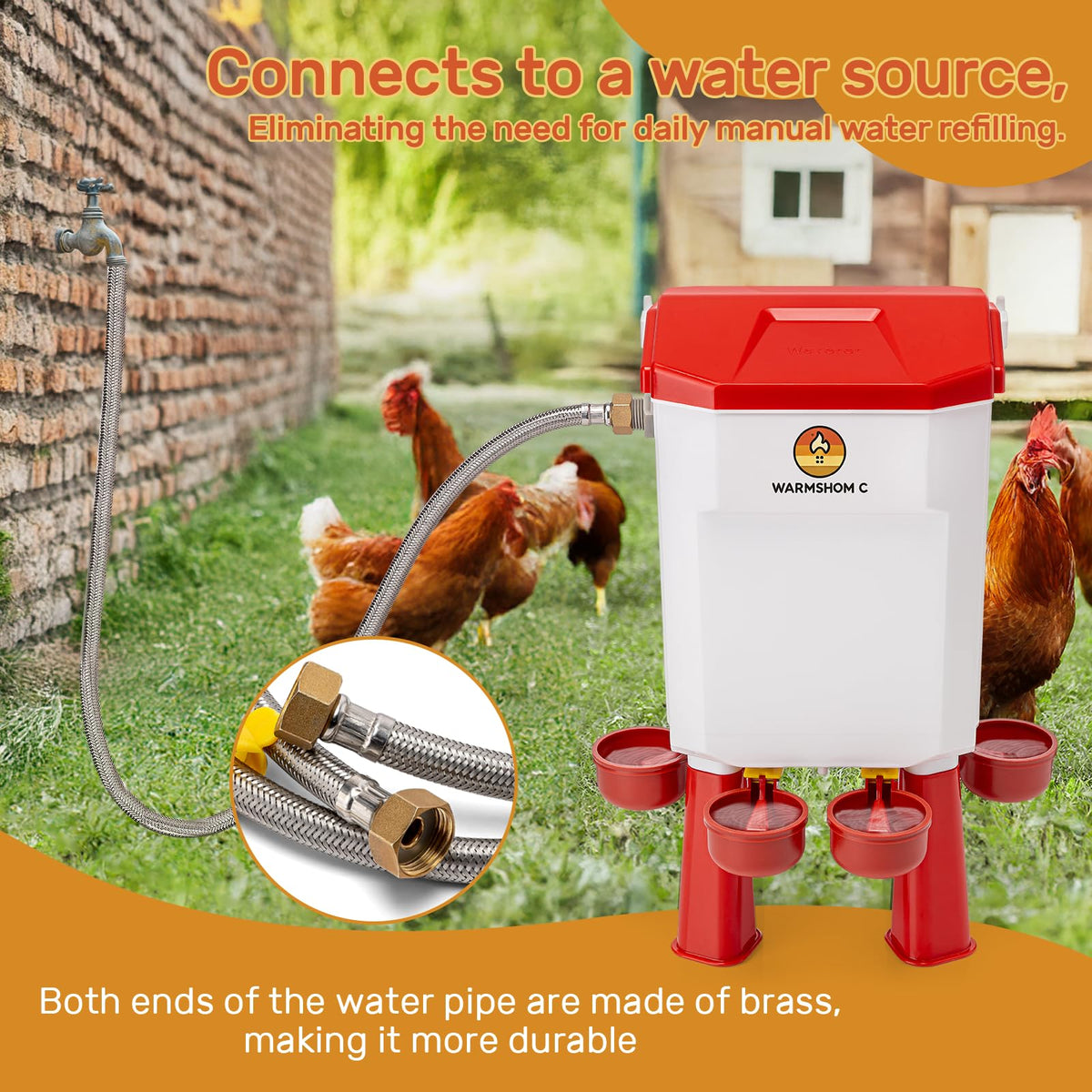 Automatic Chicken Waterer with Stainless Steel Hose H589603