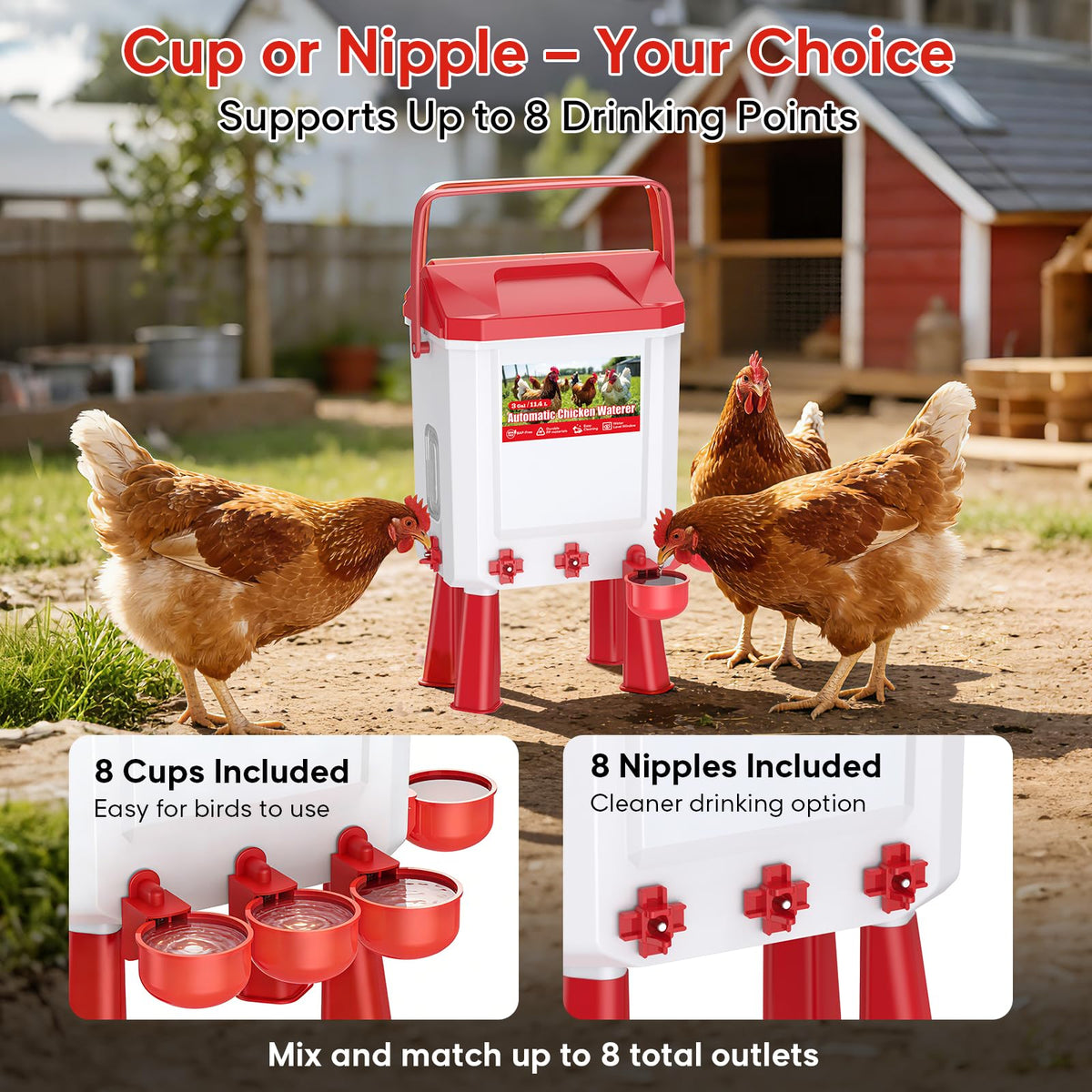 Automatic Chicken Waterer 3 Gallons with Float Valve Y658