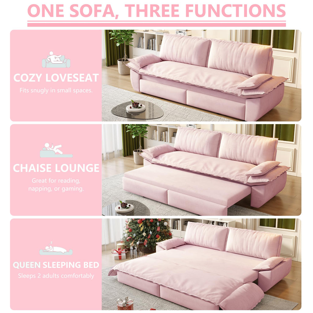 Queen Size Velvet Sleeper Sofa Bed F6523