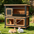 2-Story Wooden Rabbit Hutch with Wheel V68071