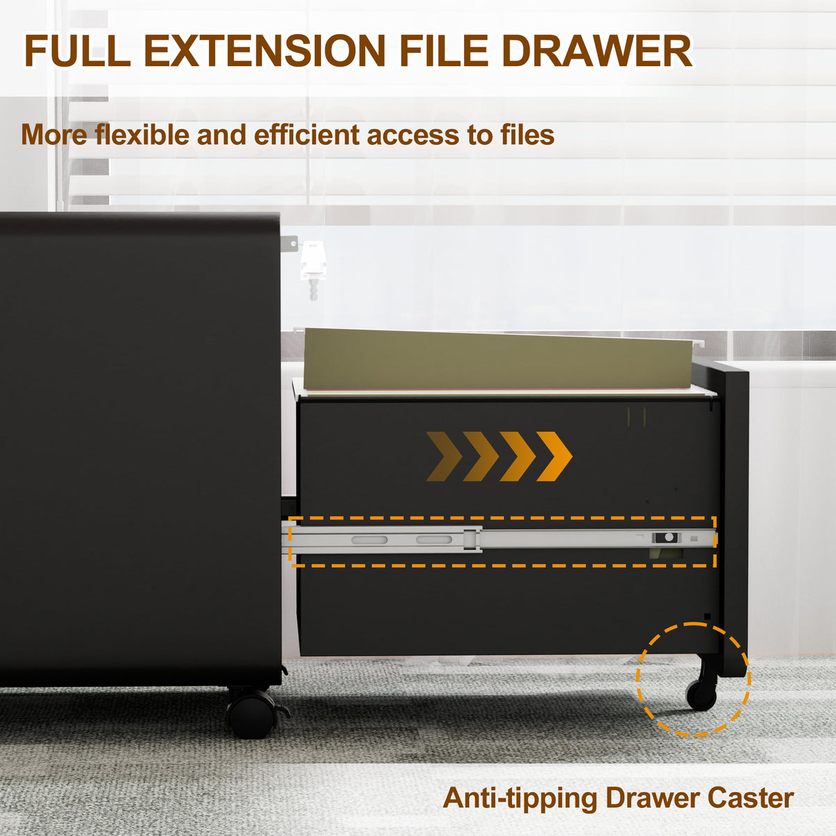 2 Drawer Mobile File Cabinet with Lock C4232
