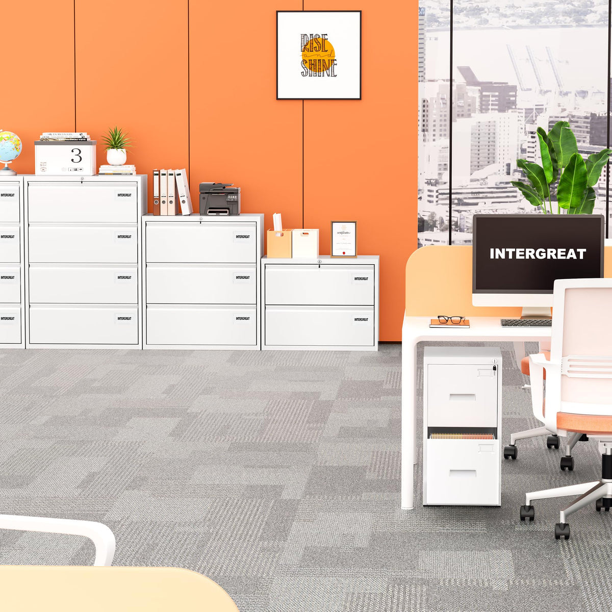 White 2 Drawer Lateral File Cabinet with Lock O95009