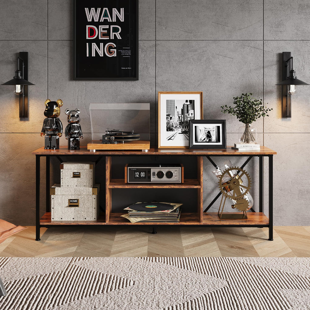 Industrial TV Stand for Up to 65 inch TV with Adjustable Shelves K285