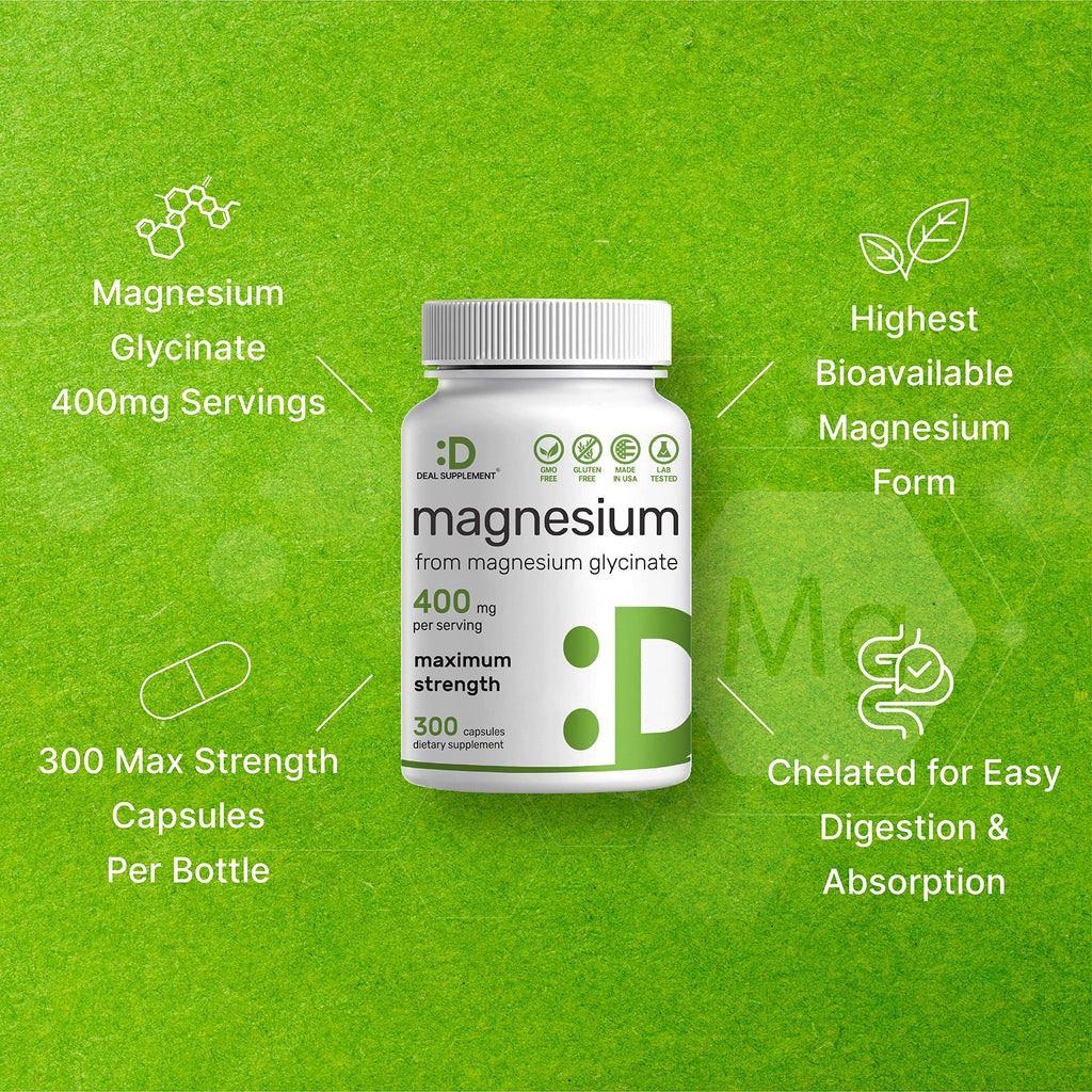 Magnesium Glycinate 400mg, 300 Capsules D402054